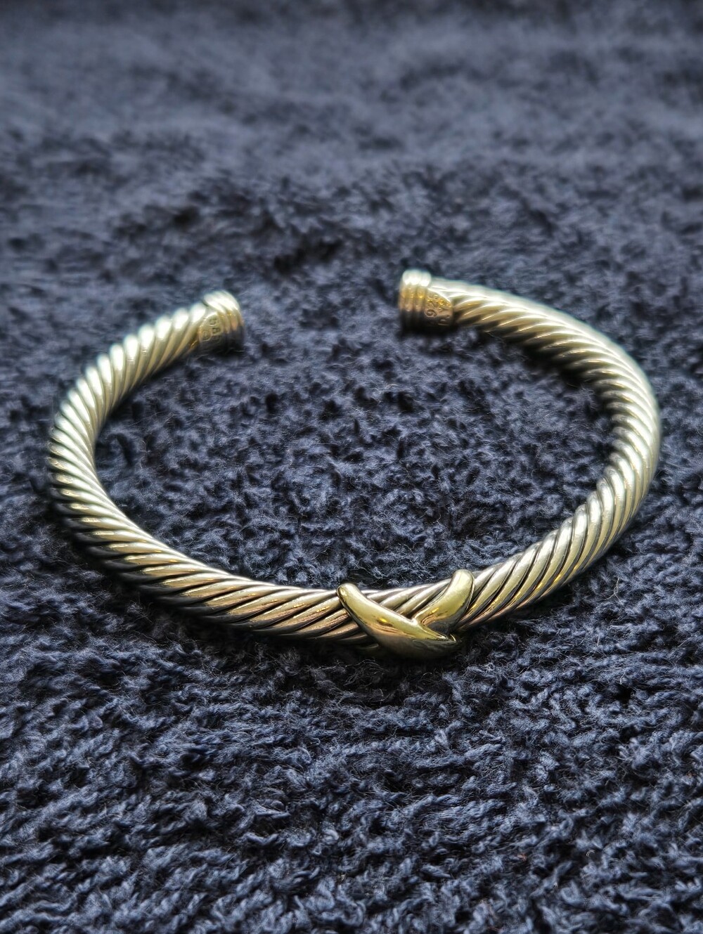 David Yurman Sterling 925 & 18k 5mm X Classic Cable Station Bracelet